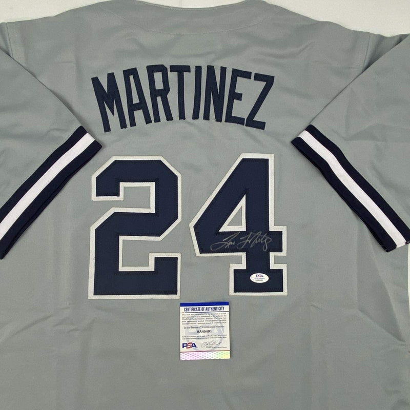 Autographed/Signed Tino Martinez New York Grey Baseball Jersey PSA/DNA COA