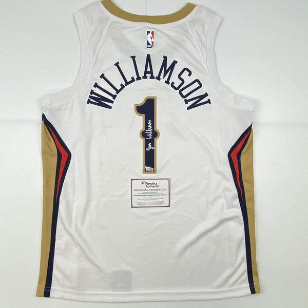 Autographed/Signed Zion Williamson New Orleans Pelicans White Swingman Nike Basketball Jersey Fanatics COA