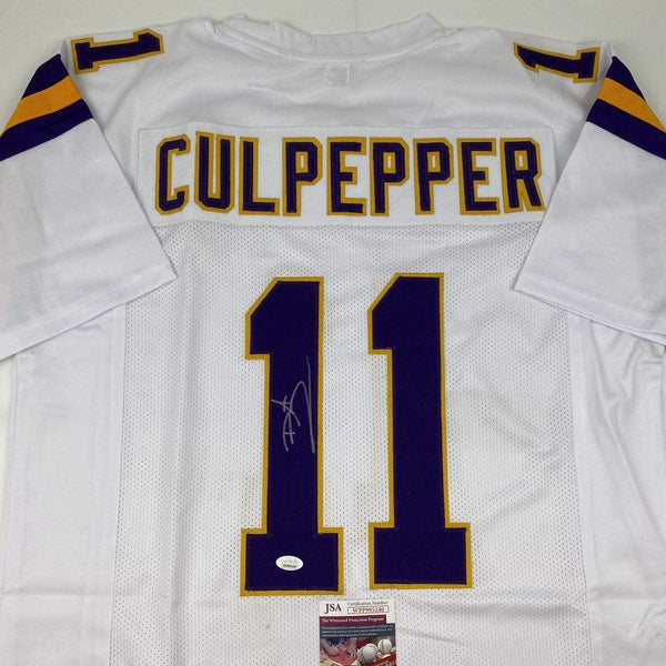 Autographed/Signed Daunte Culpepper Minnesota White Football Jersey JSA COA