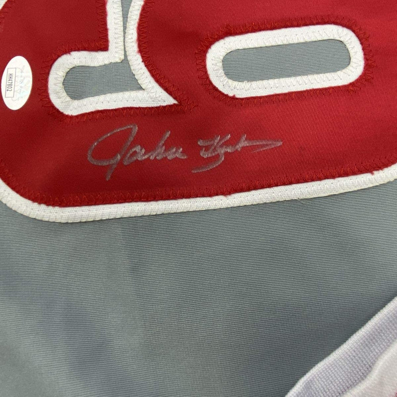 Autographed/Signed John Kruk Philadelphia Grey Baseball Jersey JSA COA