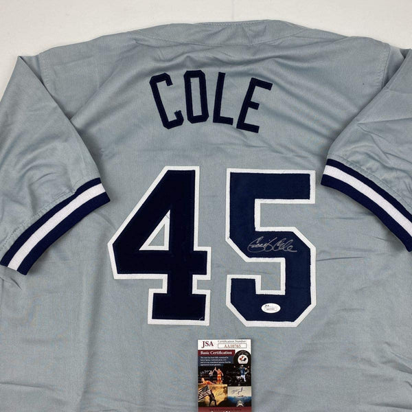 Autographed/Signed Gerrit Cole New York Grey Baseball Jersey JSA COA