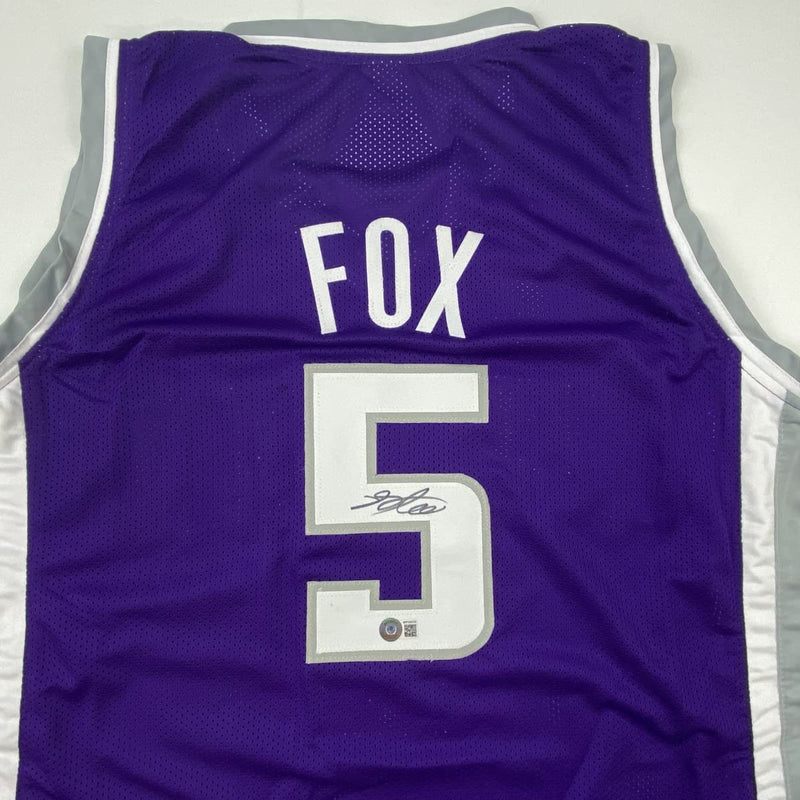 Autographed/Signed De'Aaron Fox Sacramento Purple Basketball Jersey Beckett BAS COA