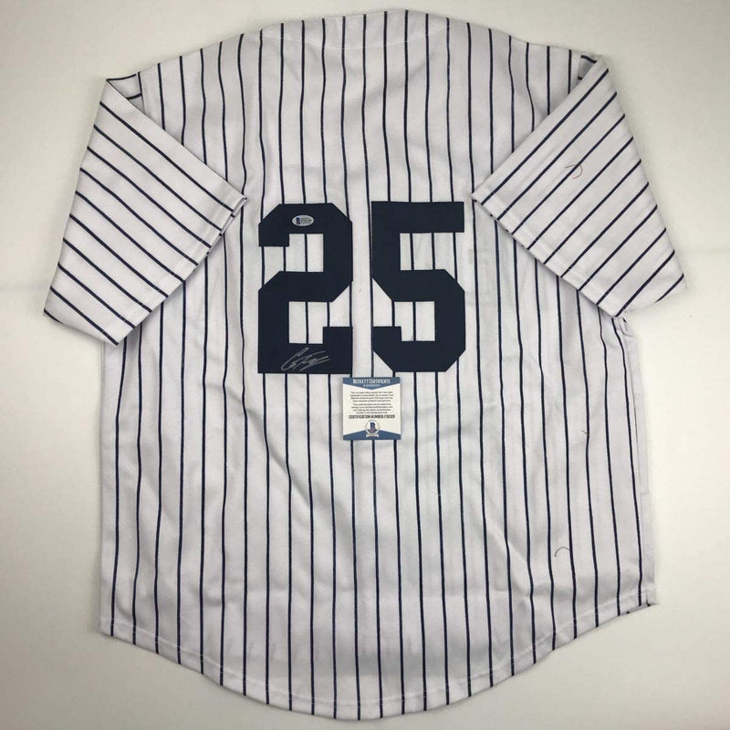 Autographed/Signed Gleyber Torres #25 New York Pinstripe Custom Baseball Jersey Beckett BAS COA