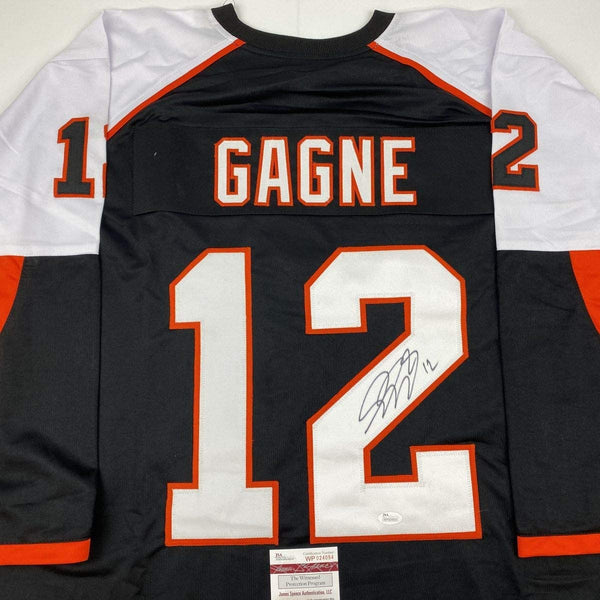Autographed/Signed Simon Gagne Philadelphia Black Hockey Jersey JSA COA