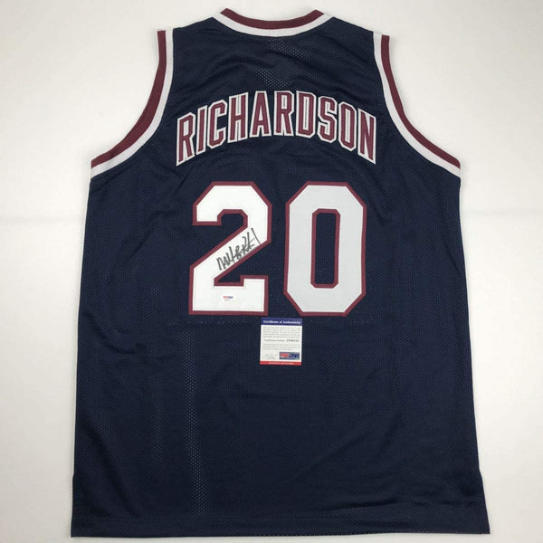 Autographed/Signed Micheal Ray Richardson New York Dark Blue Basketball Jersey PSA/DNA COA