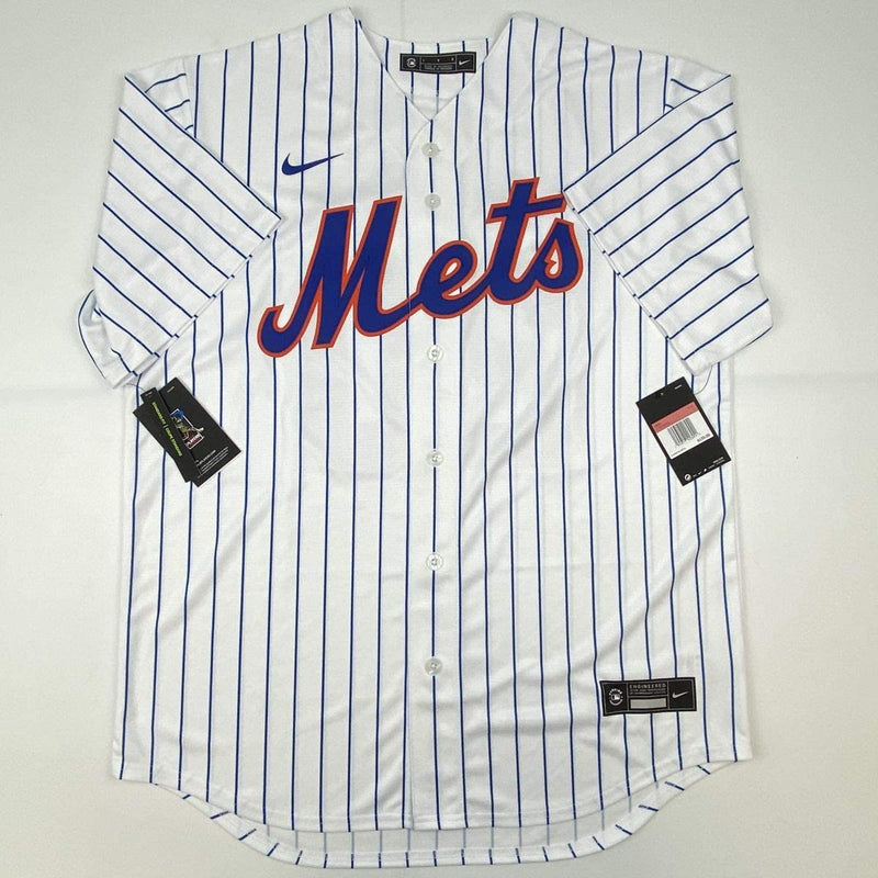 Autographed/Signed Pete Alonso New York Mets Authentic Pinstripe Nike Baseball Jersey Fanatics COA