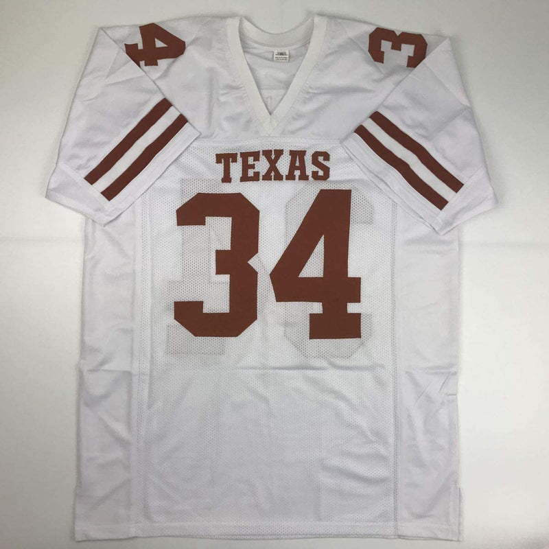 Autographed/Signed Ricky Williams 1998 Heisman Texas Longhorns White Football Jersey JSA COA