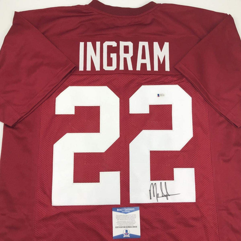 Autographed/Signed Mark Ingram Alabama Red College Football Jersey Beckett BAS COA