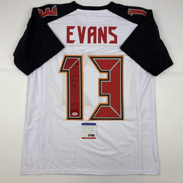 Autographed/Signed Mike Evans Tampa Bay White Football Jersey PSA/DNA COA