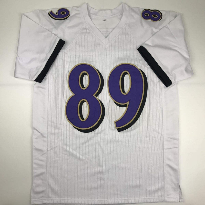 Autographed/Signed Steve Smith Sr. Baltimore White Football Jersey JSA COA