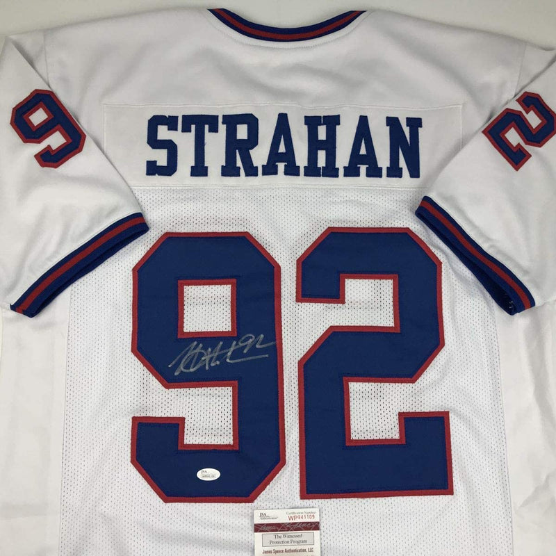 Autographed/Signed Michael Strahan New York Color Rush Football Jersey JSA COA
