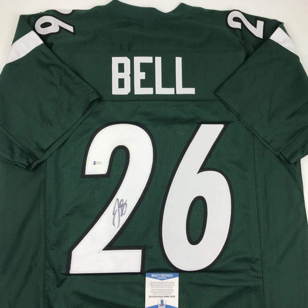 Autographed/Signed Le'Veon LeVeon Bell New York Green Football Jersey Beckett BAS COA