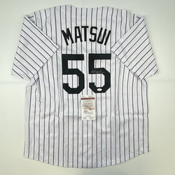 Autographed/Signed Hideki Matsui New York Pinstripe Baseball Jersey JSA COA