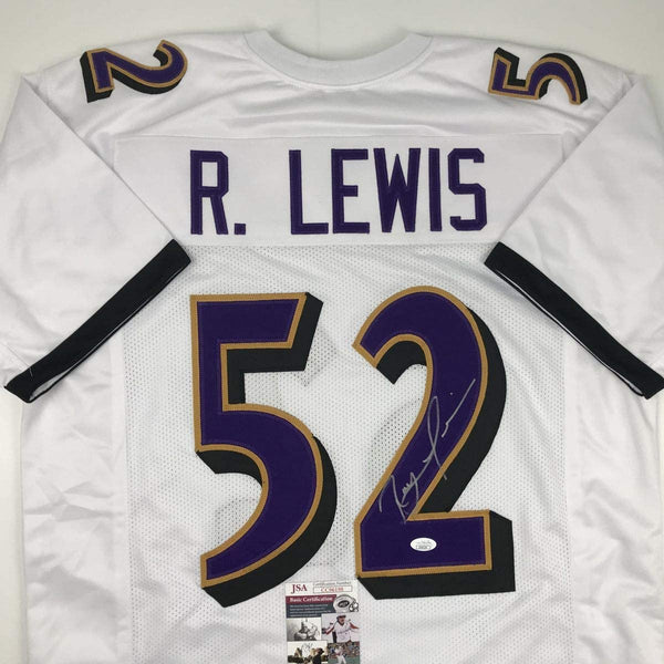Autographed/Signed Ray Lewis Baltimore White Football Jersey JSA COA