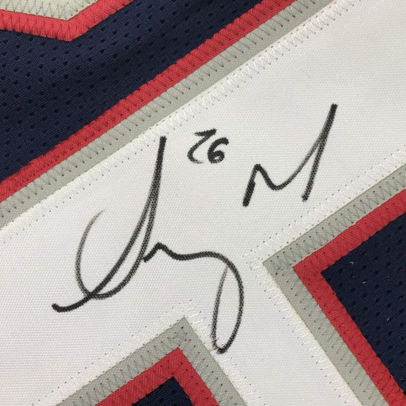 Autographed/Signed Sony Michel New England Blue Football Jersey JSA COA