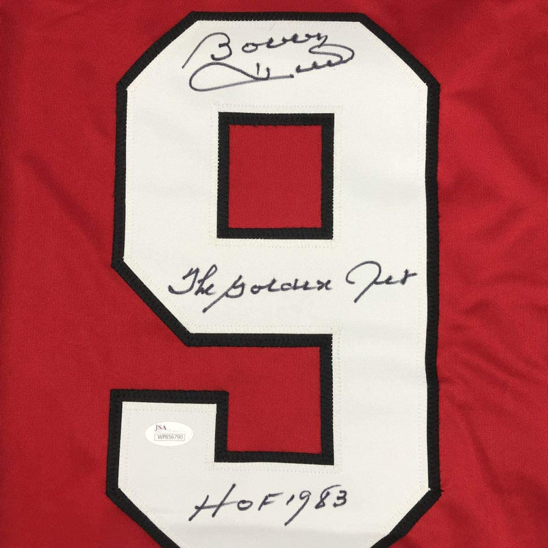 Autographed/Signed Bobby Hull HOF 1983 The Golden Jet Chicago Red Hockey Jersey JSA COA