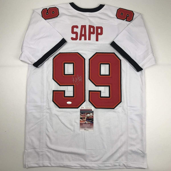 Autographed/Signed Warren Sapp Tampa Bay White Football Jersey JSA COA