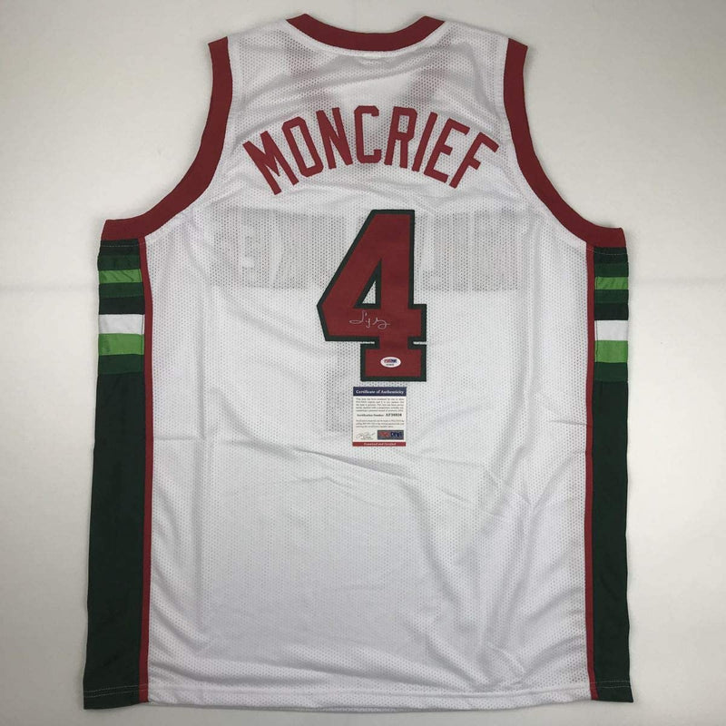 Autographed/Signed Sidney Moncrief Milwaukee White Basketball Jersey PSA/DNA COA