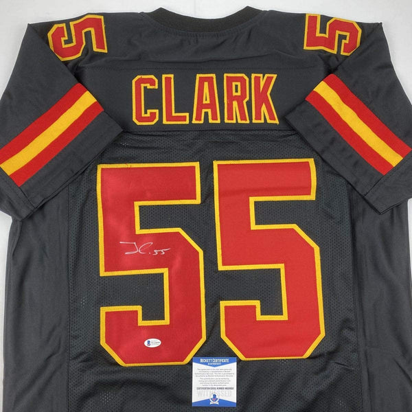 Autographed/Signed Frank Clark Kansas City Black Football Jersey PSA/DNA COA