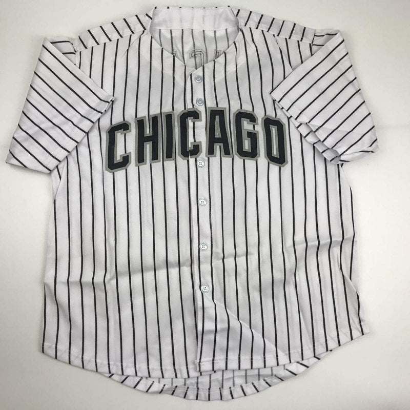 Autographed/Signed Yoan Moncada Chicago Pinstripe Baseball Jersey Beckett BAS COA