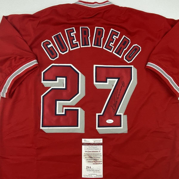 Autographed/Signed Vladimir Vlad Guerrero Los Angeles LA Anaheim Red Baseball Jersey JSA COA