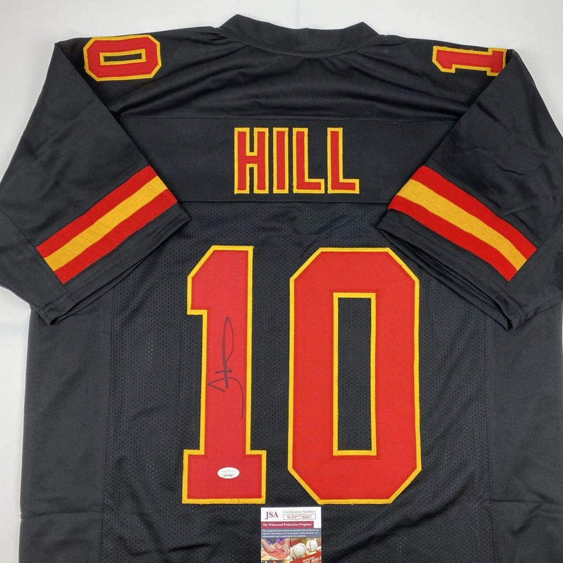 Autographed/Signed Tyreek Hill Kansas City Black Football Jersey JSA COA