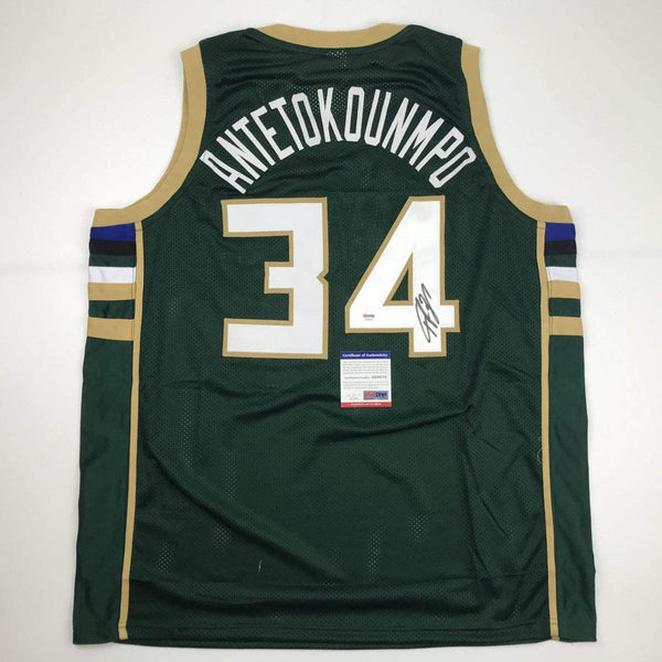 Autographed/Signed Giannis Antetokounmpo Milwaukee Green Basketball Jersey PSA/DNA COA