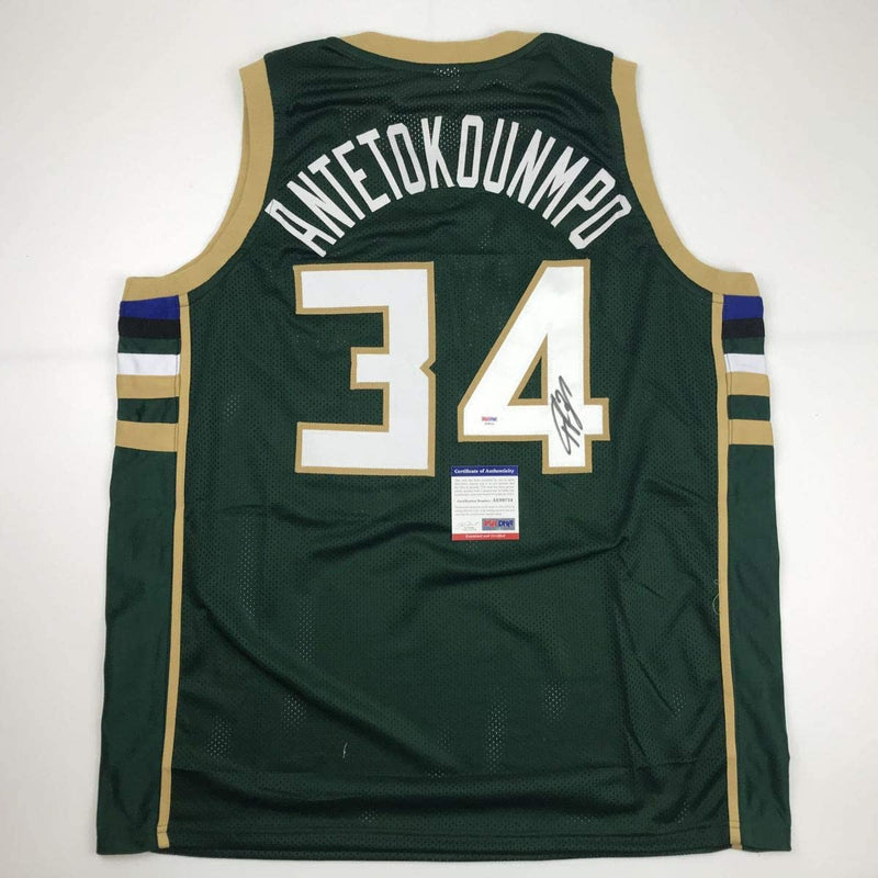 Autographed/Signed Giannis Antetokounmpo Milwaukee Green Basketball Jersey PSA/DNA COA