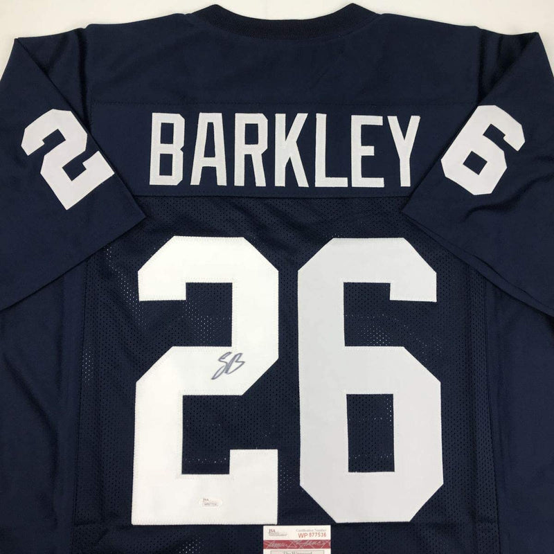 Autographed/Signed Saquon Barkley Penn State Blue College Football Jersey JSA COA