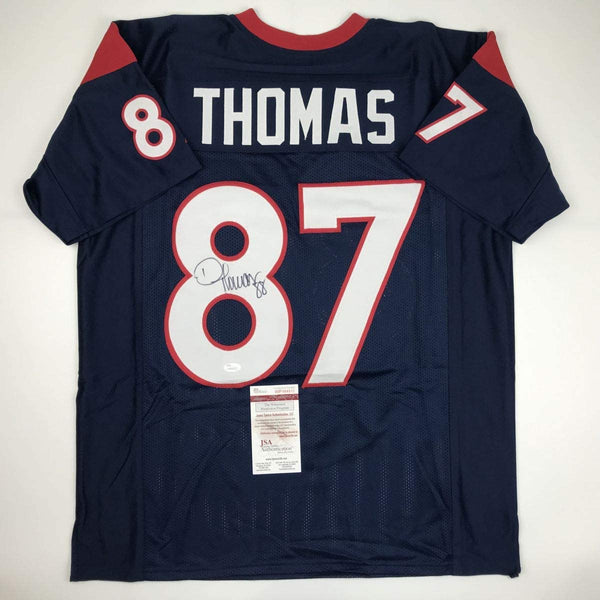Autographed/Signed Demaryius Thomas Houston Blue Football Jersey JSA COA
