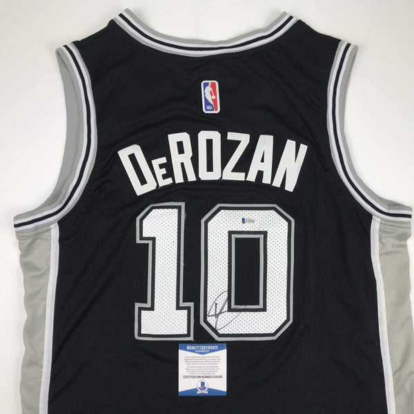 Autographed/Signed DeMar DeRozan San Antonio Black Basketball Jersey Beckett BAS COA