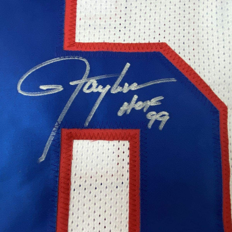 Autographed/Signed Lawrence Taylor HOF 99 New York White Football Jersey JSA COA