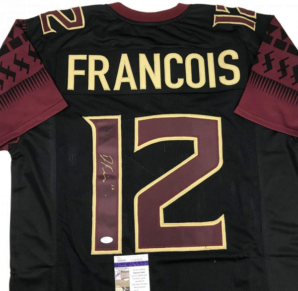 Autographed/Signed Deondre Francois Florida State FSU Black Football Jersey JSA COA