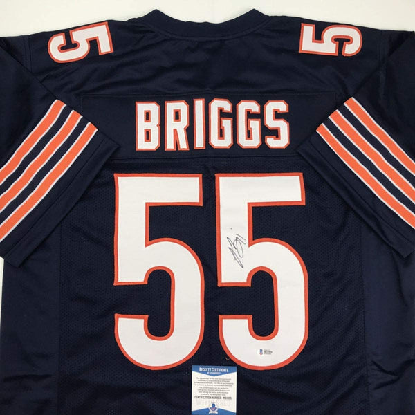 Autographed/Signed Lance Briggs Chicago Blue Football Jersey Beckett BAS COA