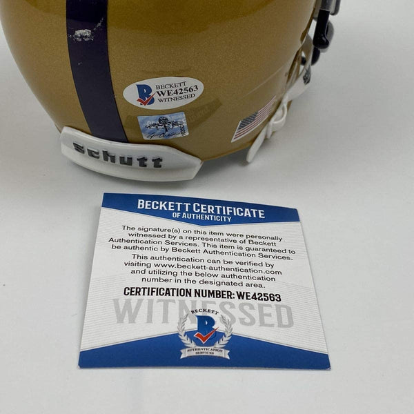 Autographed/Signed Ja'Marr Chase LSU Tigers Gold College Football Mini Helmet Beckett BAS COA