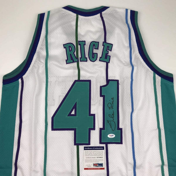 Autographed/Signed Glen Rice Charlotte White Basketball Jersey PSA/DNA COA