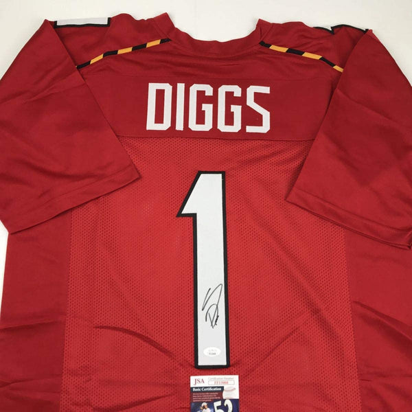 Autographed/Signed Stefon Diggs Maryland Red College Football Jersey JSA COA