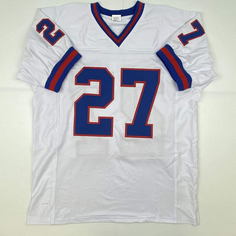 Autographed/Signed Rodney Hampton New York White Football Jersey JSA COA