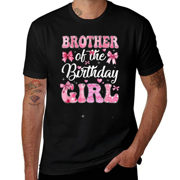 Brother Of The Birthday Girl Family Pink Coquette Bow Comfortable T-Shirt