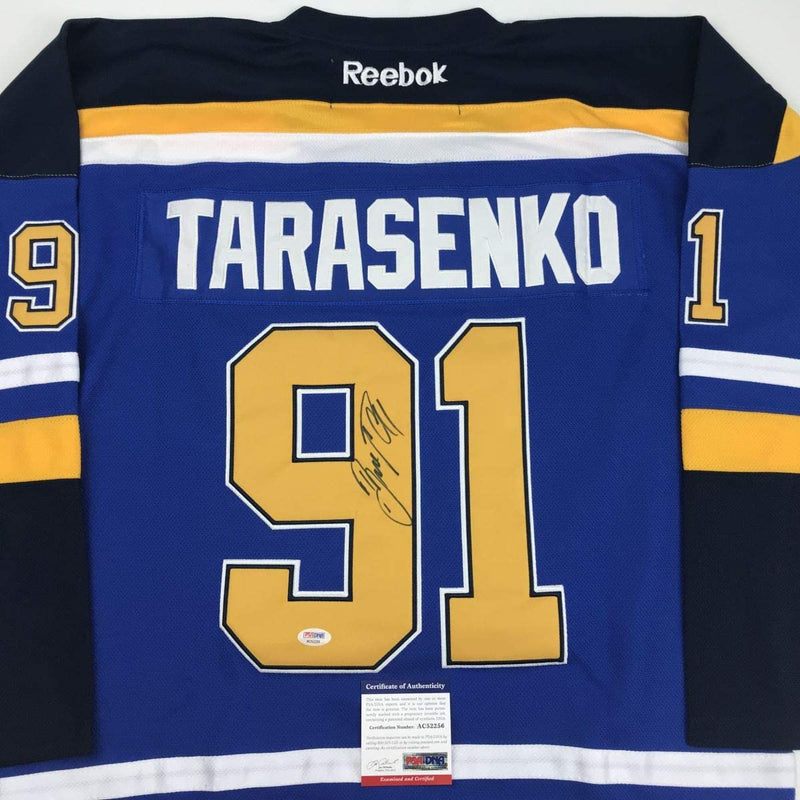 Autographed/Signed Vladimir Tarasenko St. Louis Blue Hockey Jersey PSA/DNA COA