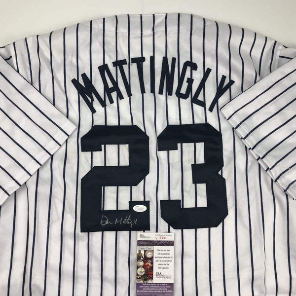 Autographed/Signed Don Mattingly New York Yankees Pinstripe Baseball Jersey JSA COA
