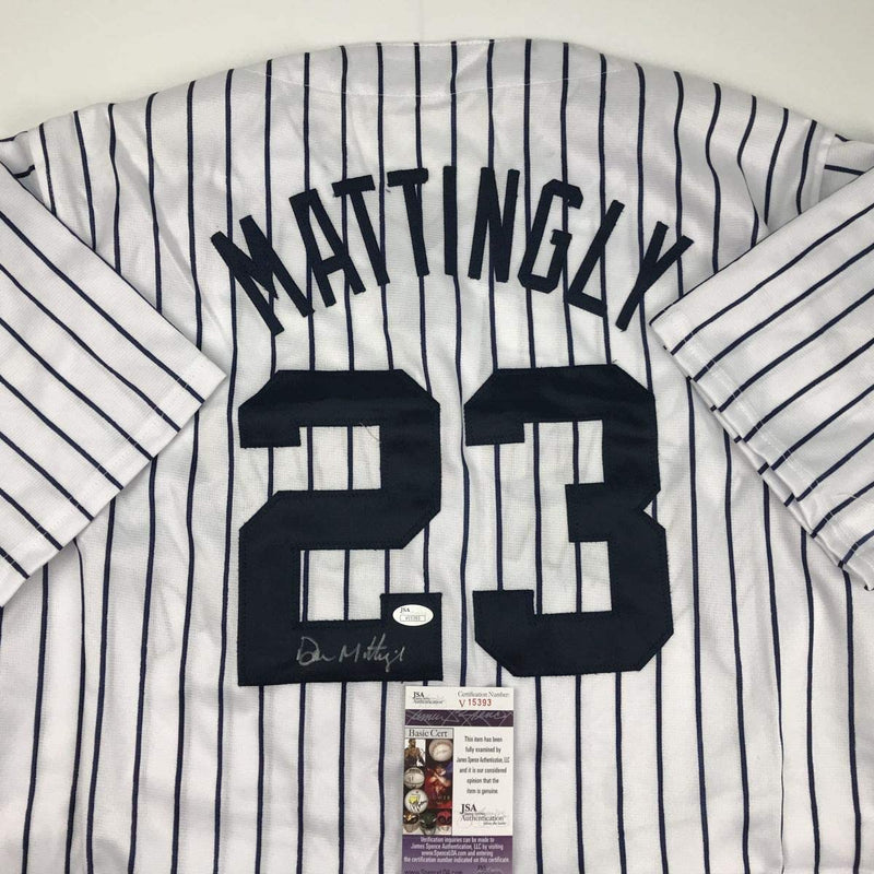Autographed/Signed Don Mattingly New York Yankees Pinstripe Baseball Jersey JSA COA