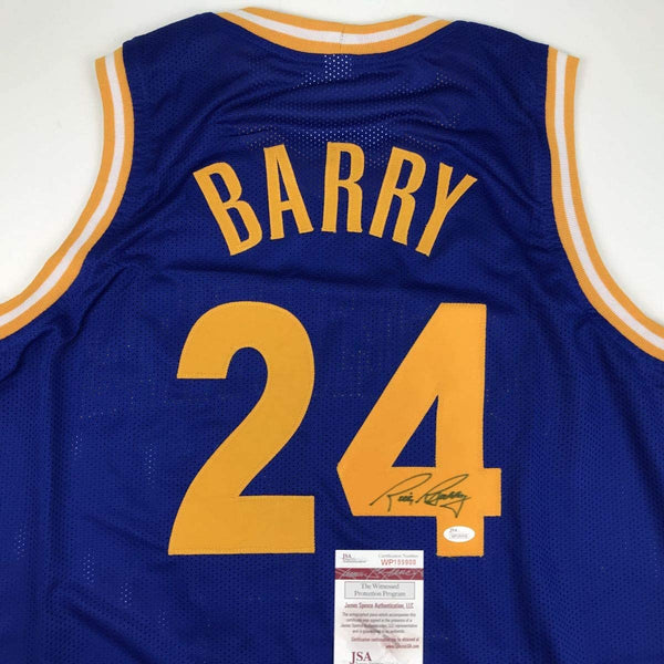 Autographed/Signed Rick Barry Golden State Blue Basketball Jersey JSA COA