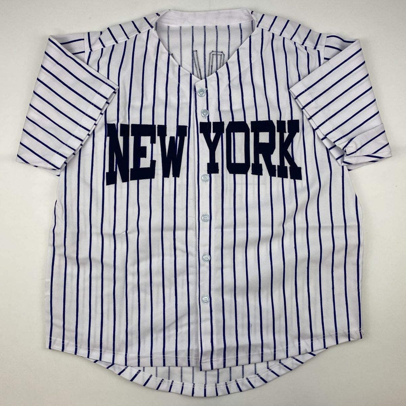 Autographed/Signed Gerrit Cole New York Pinstripe Baseball Jersey JSA COA