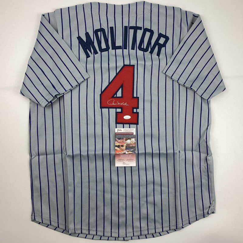 Autographed/Signed Paul Molitor Minnesota Pinstripe Baseball Jersey JSA COA