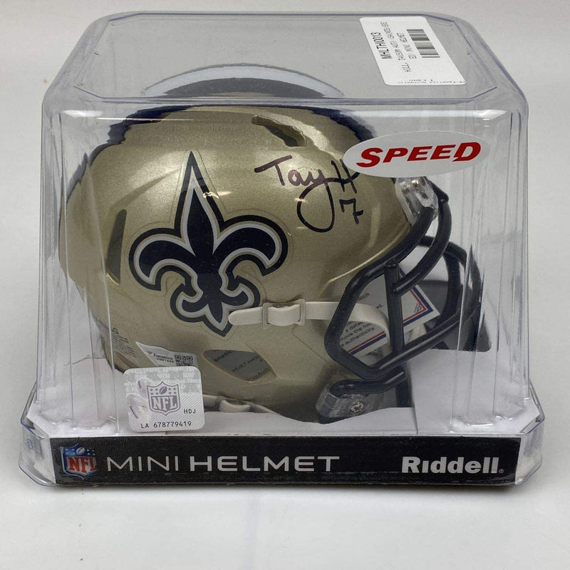 Autographed/Signed Taysom Hill New Orleans Saints Football Mini Helmet Fanatics COA