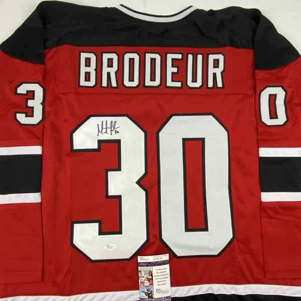 Autographed/Signed Martin Marty Brodeur New Jersey Red Hockey Jersey JSA COA