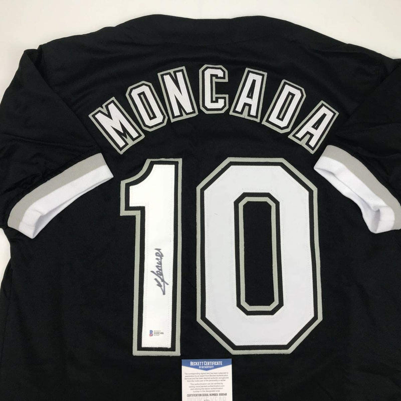 Autographed/Signed Yoan Moncada Chicago Black Baseball Jersey Beckett BAS COA