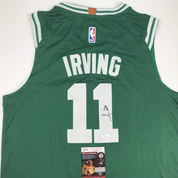Autographed/Signed Kyrie Irving Boston Green Basketball Jersey JSA COA