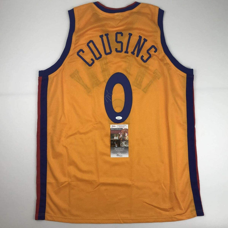 Autographed/Signed Demarcus Cousins Golden State Yellow Basketball Jersey JSA COA